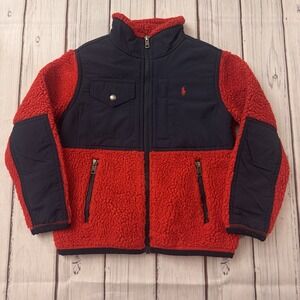 Polo Ralph Lauren Colorblocked Sherpa Faux Shearling Fur Fleece Jacket Boys 5
